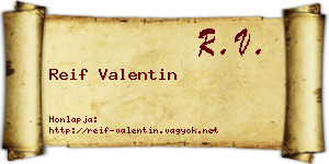 Reif Valentin névjegykártya